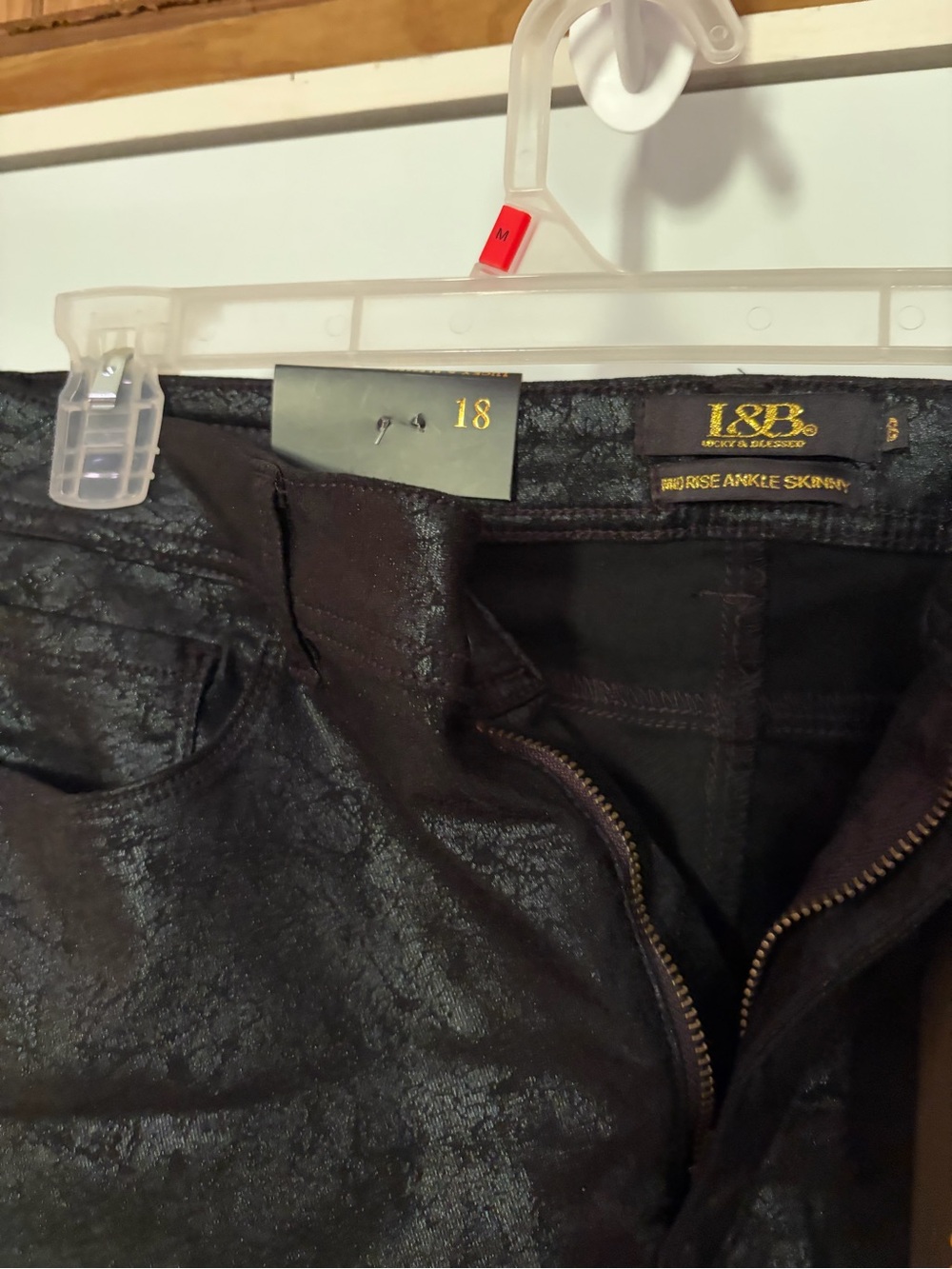 L&B Shiny Black Coated Ankle Skinny Pants